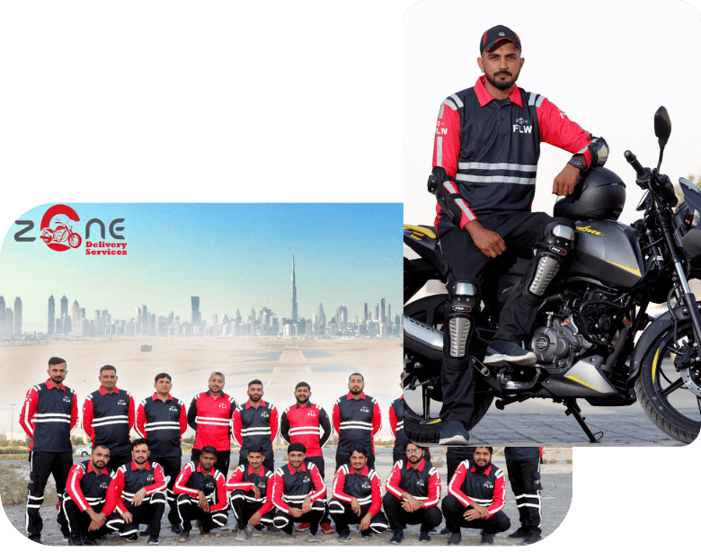 Bike Riders are wearing zone delivery services unifrom and ready provide courier services for dubai