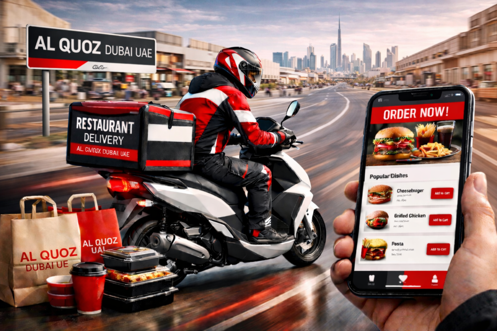 restaurant delivery service in Al Quoz
