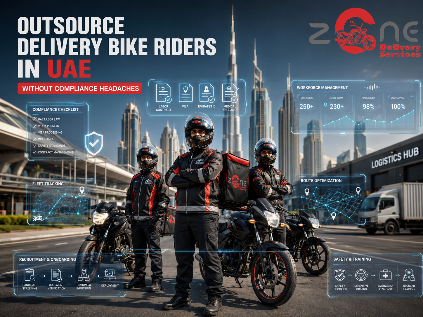 How to Outsource Delivery Bike Riders in UAE Without Compliance Headaches